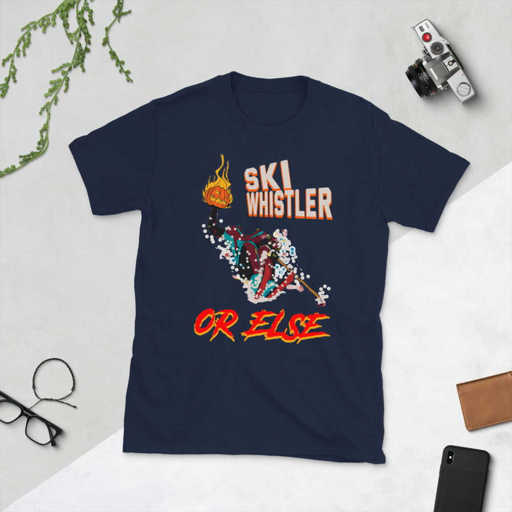 Ski Whistler or else flaming pumpkin printed t -shirt