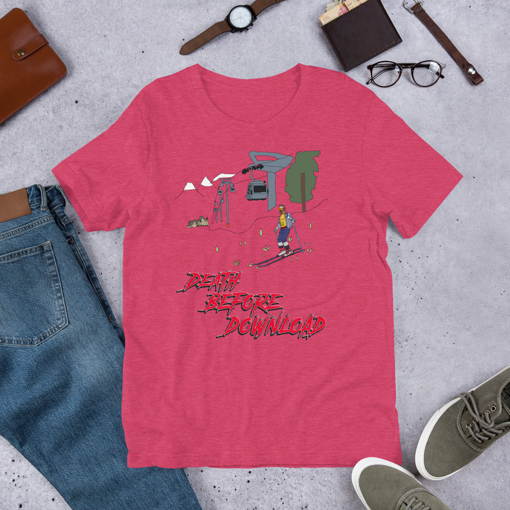 Death before download skiier colour printed t-shirt