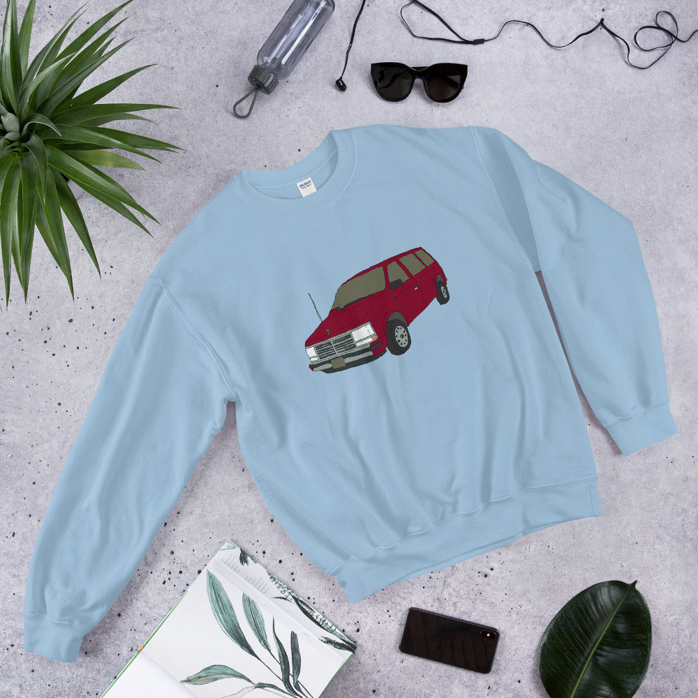 red car printed crewneck