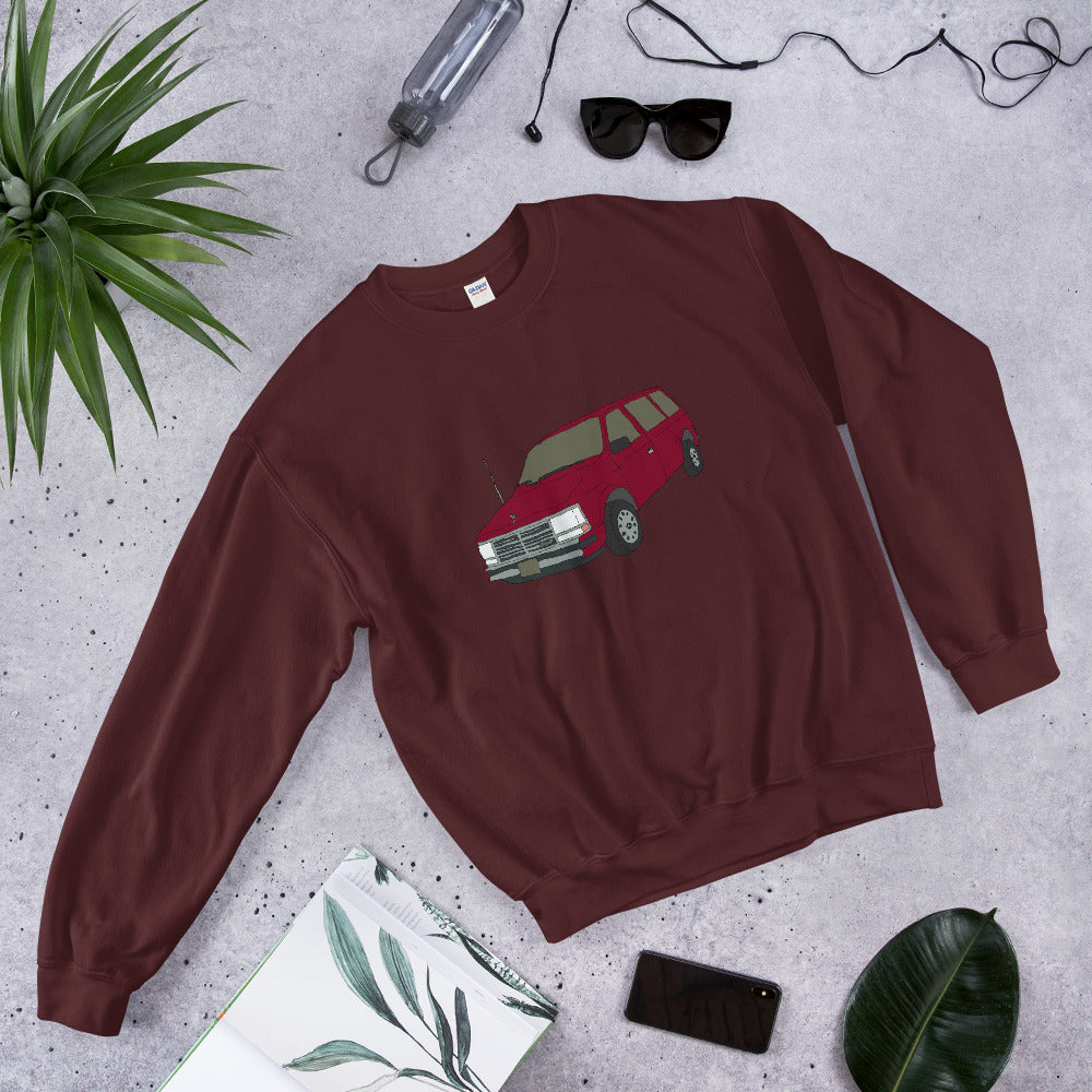 red car printed crewneck