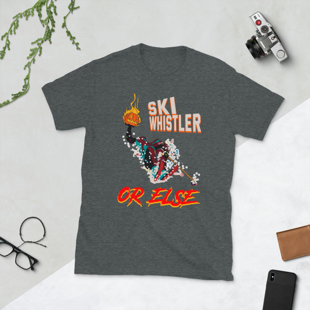 Ski Whistler or else flaming pumpkin printed t -shirt