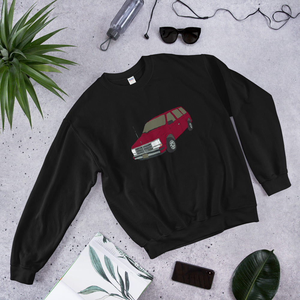 red car printed crewneck