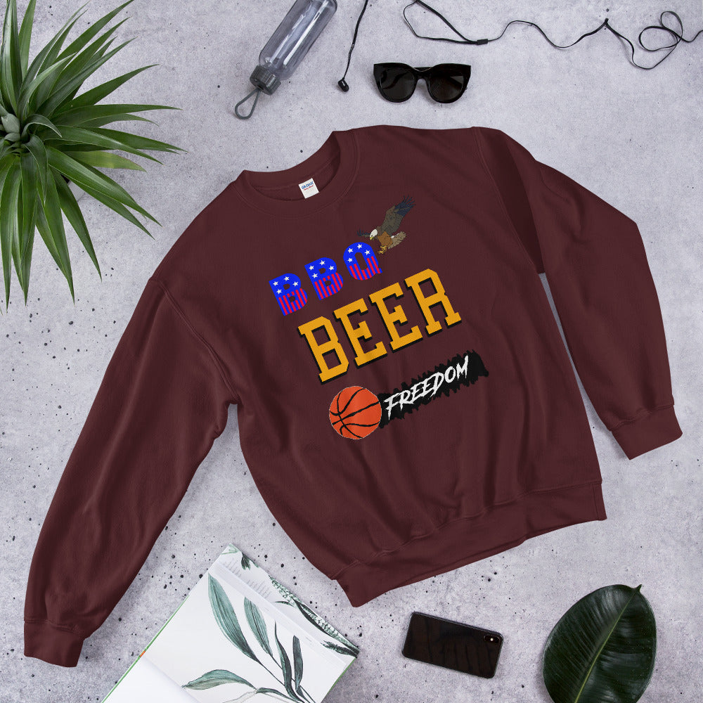 bbq beer freedom printed crewneck
