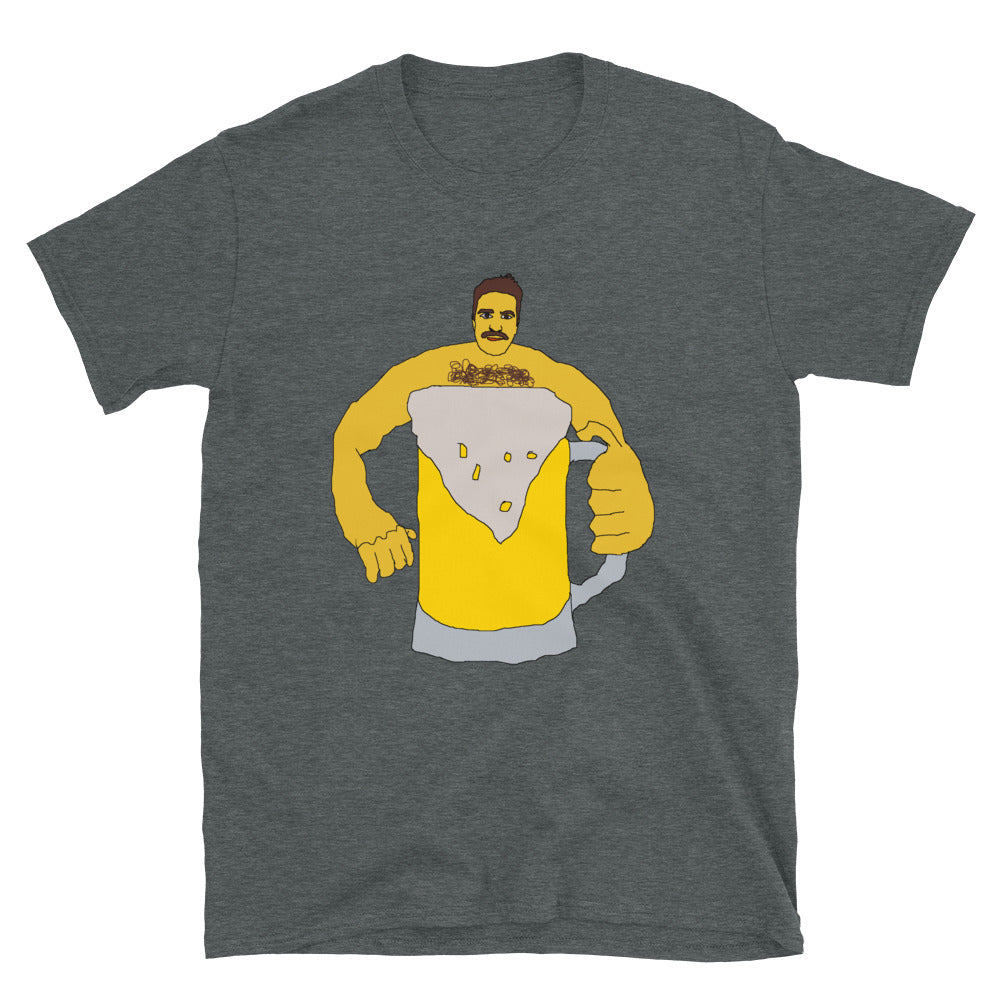 Man drinking beer printed t-shirt