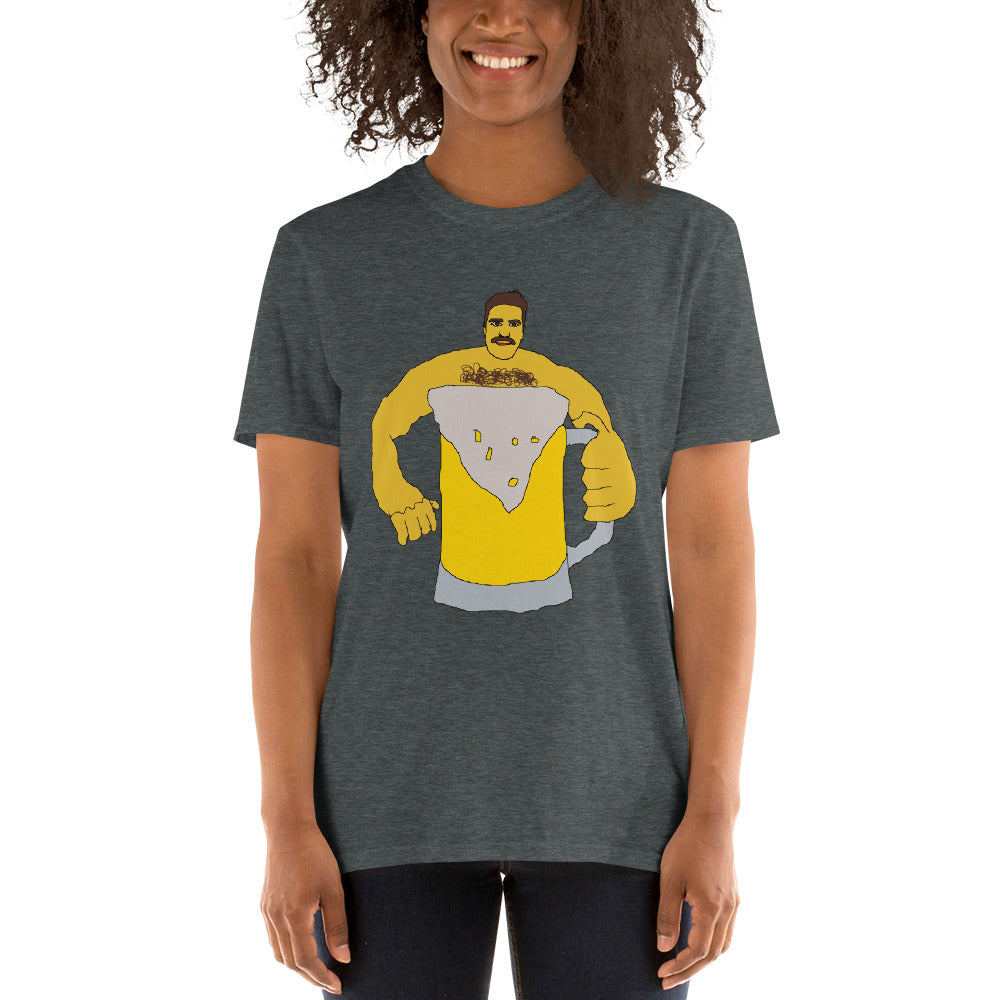Man drinking beer printed t-shirt