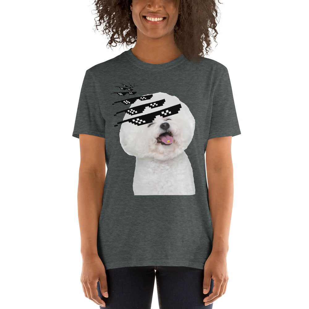 Bichon frise with sunglasses printed t-shirt