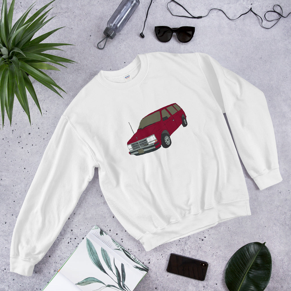 red car printed crewneck