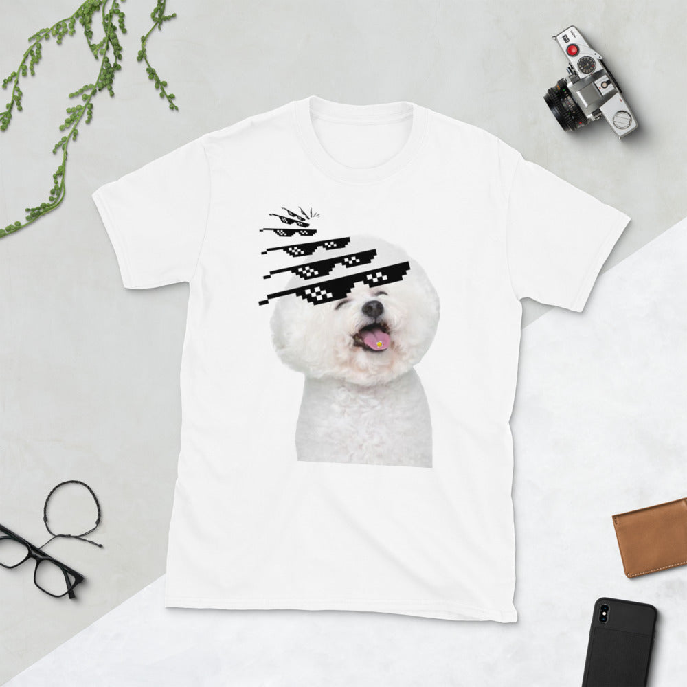 Bichon frise with sunglasses printed t-shirt