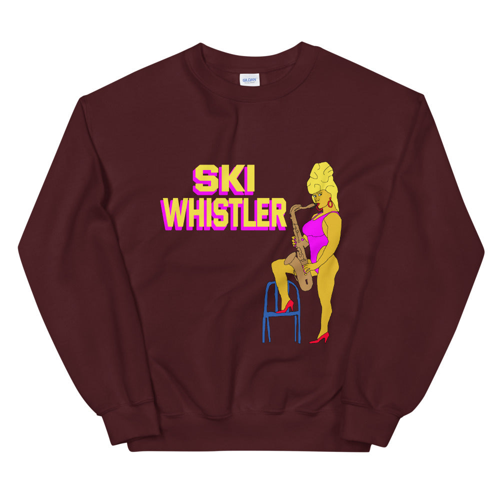 Ski whistler sexy saxaphone printed crewneck