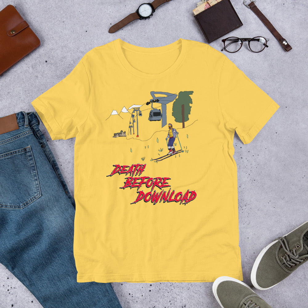 Death before download skiier colour printed t-shirt