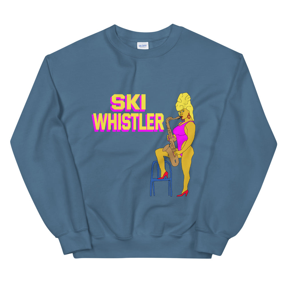 Ski whistler sexy saxophone printed crewneck