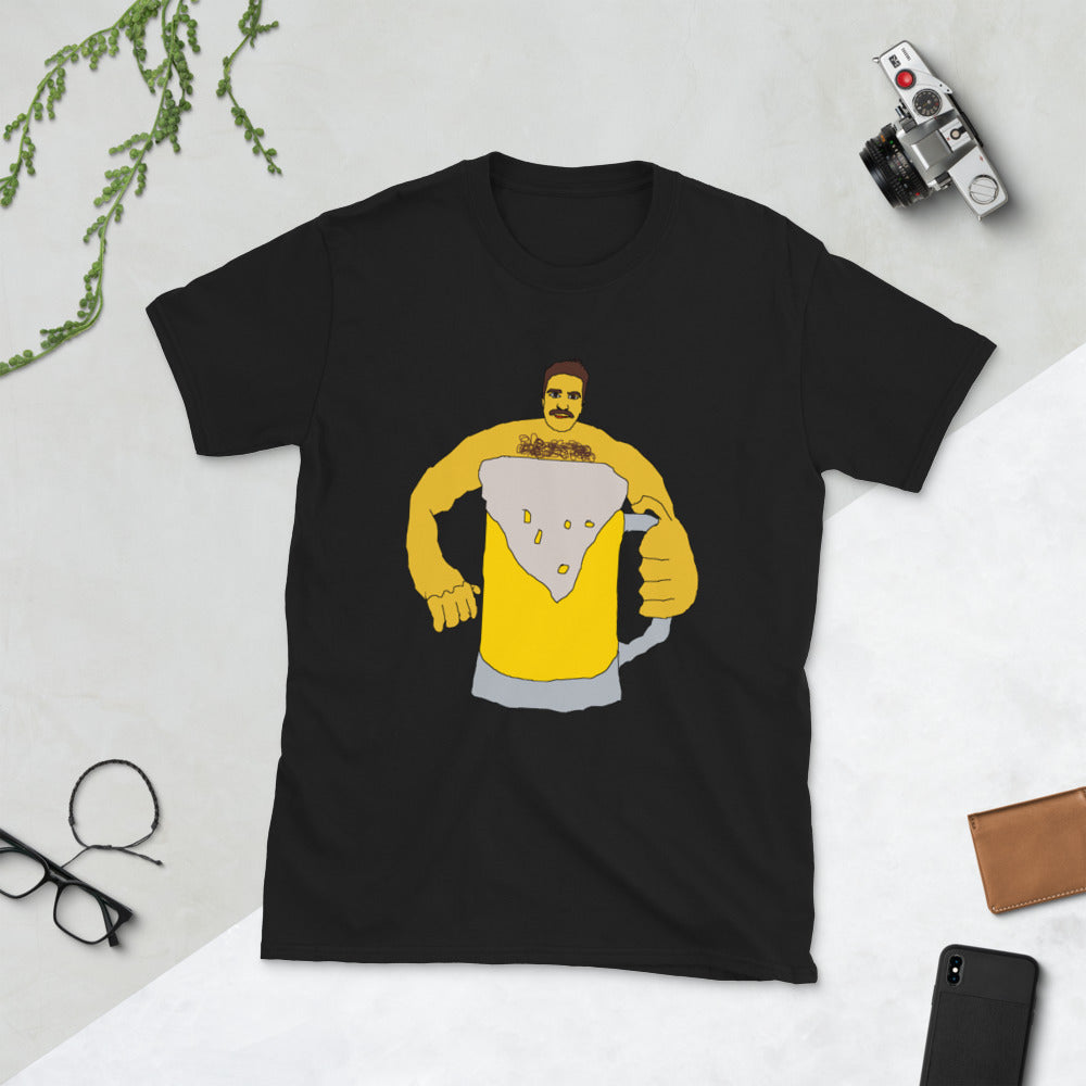 Man drinking beer printed t-shirt
