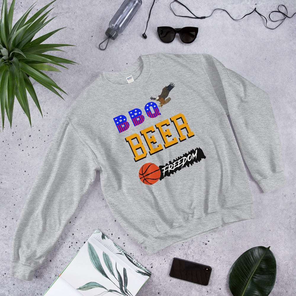 bbq beer freedom printed crewneck