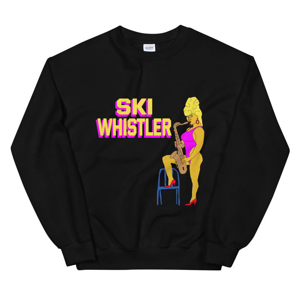 Ski whistler sexy saxaphone printed crewneck