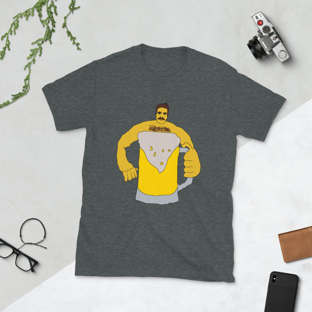Man drinking beer printed t-shirt