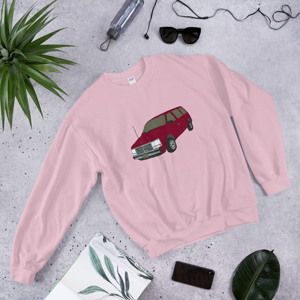 red car printed crewneck