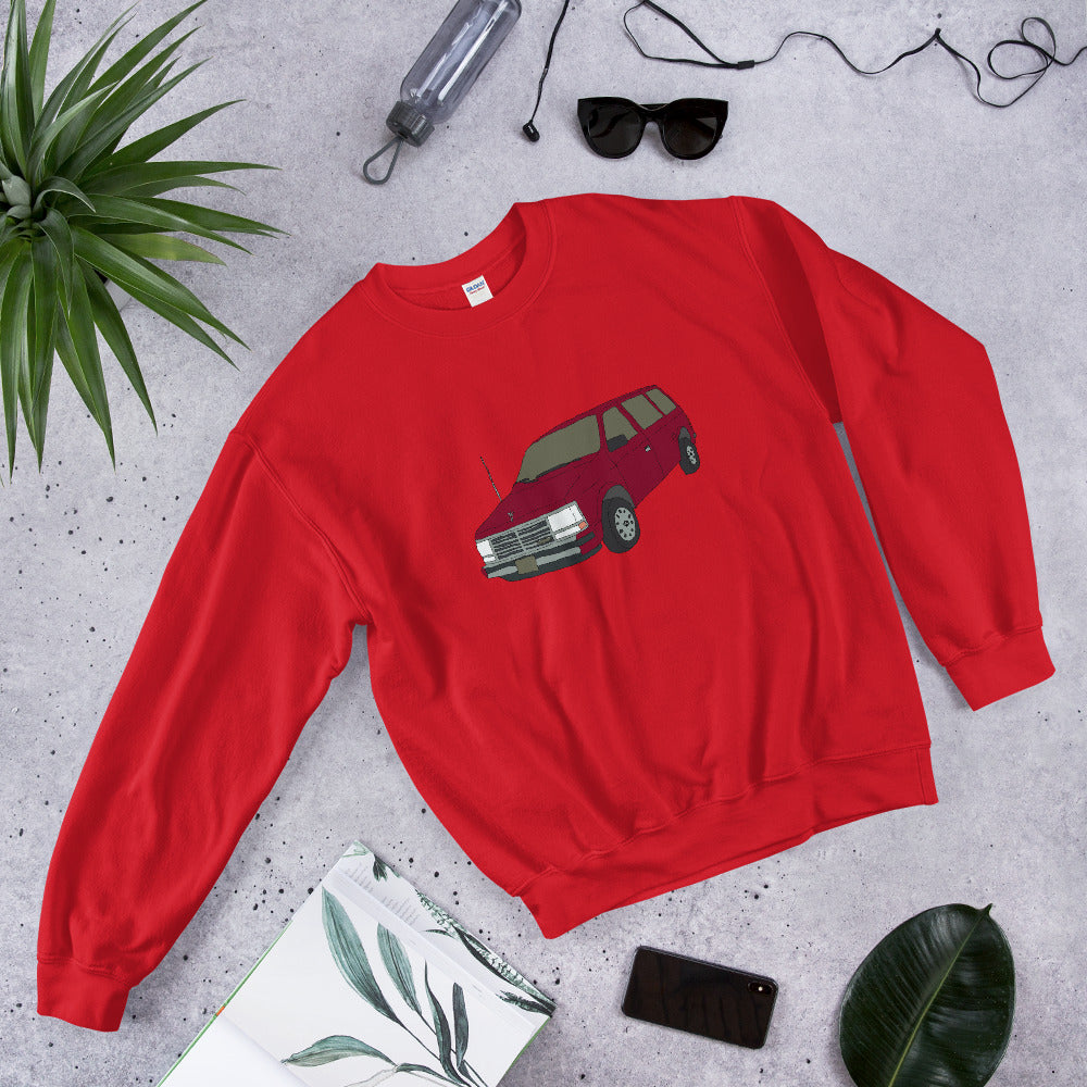 red car printed crewneck