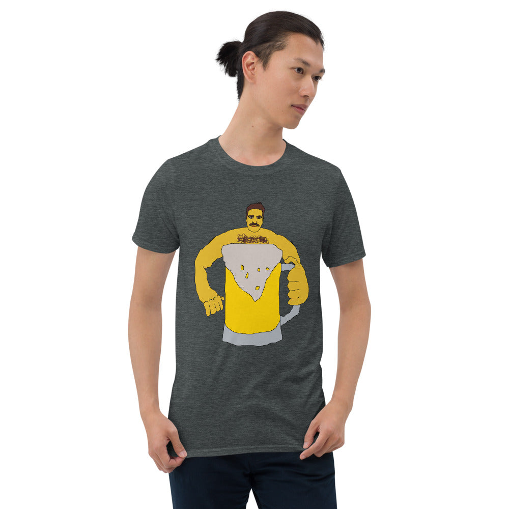 Man drinking beer printed t-shirt