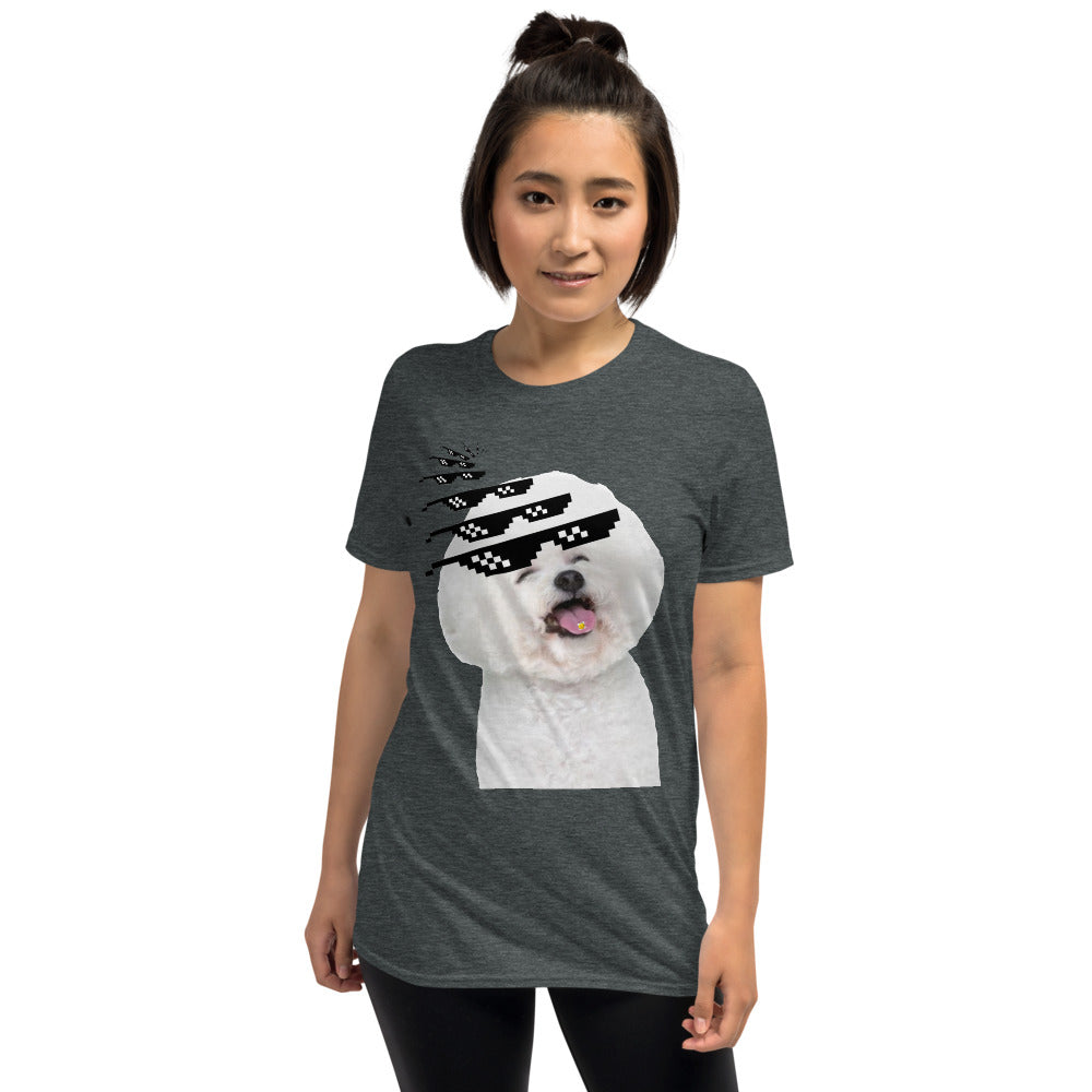 Bichon frise with sunglasses printed t-shirt