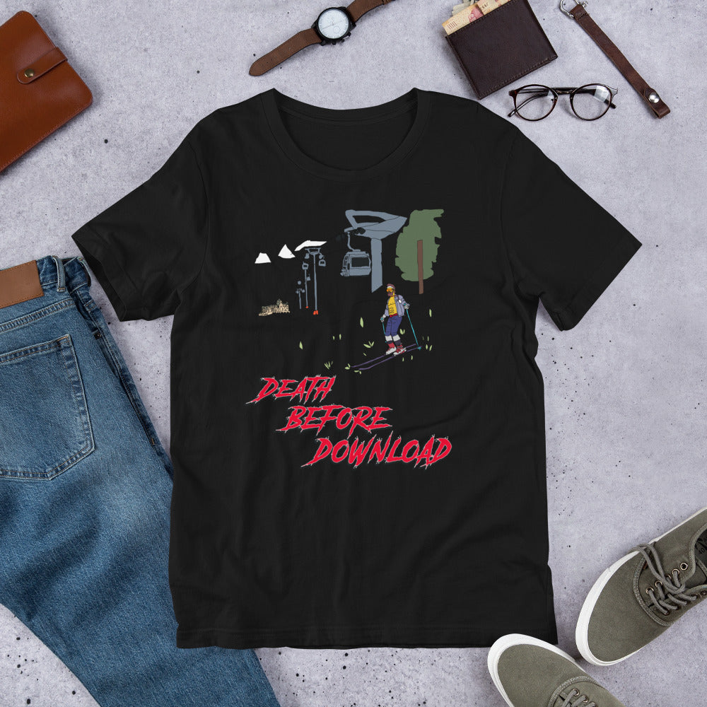 Death before download skiier colour printed t-shirt