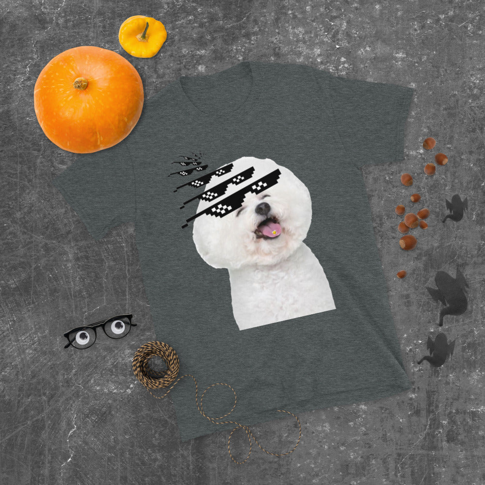 Bichon frise with sunglasses printed t-shirt
