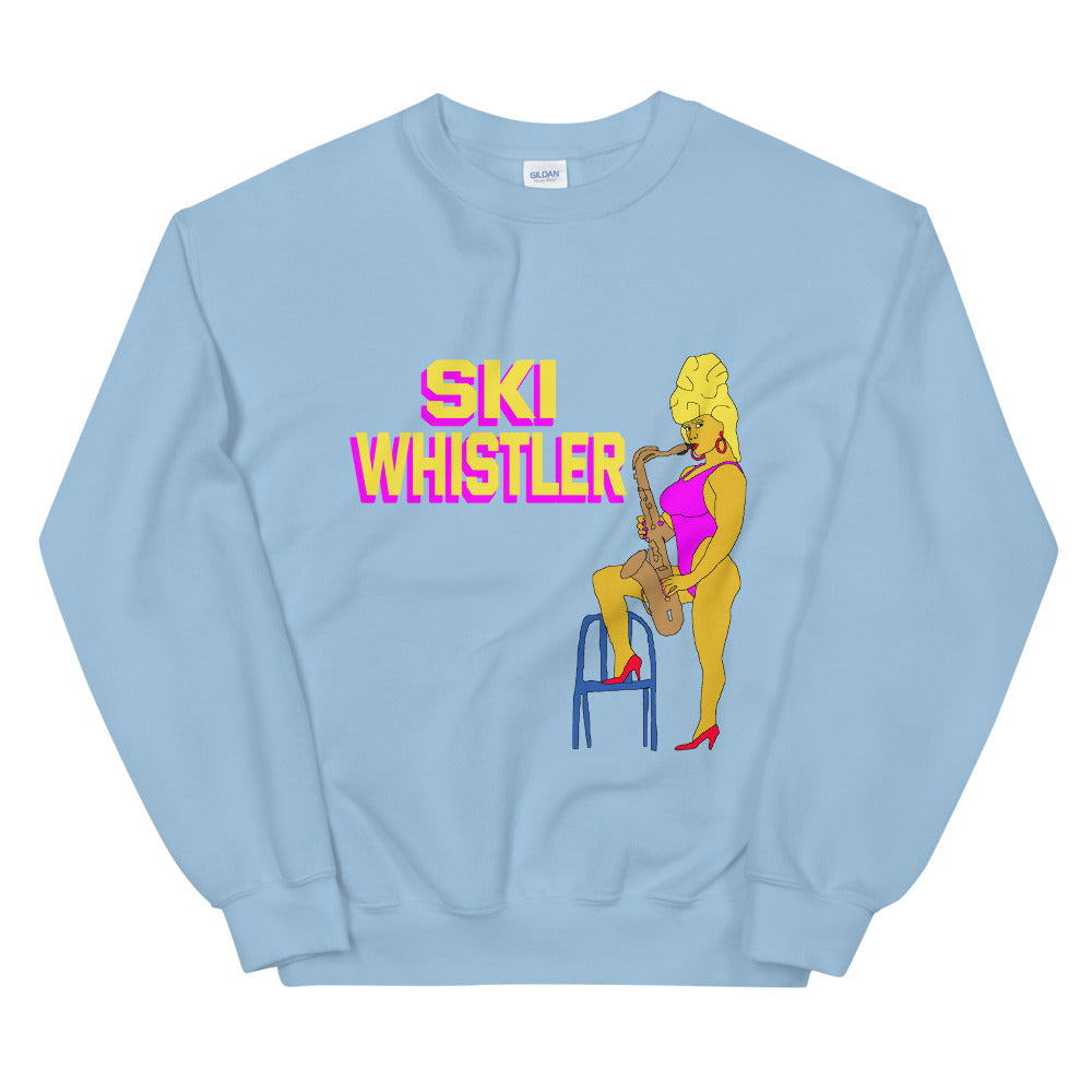 Ski whistler sexy saxophone printed crewneck