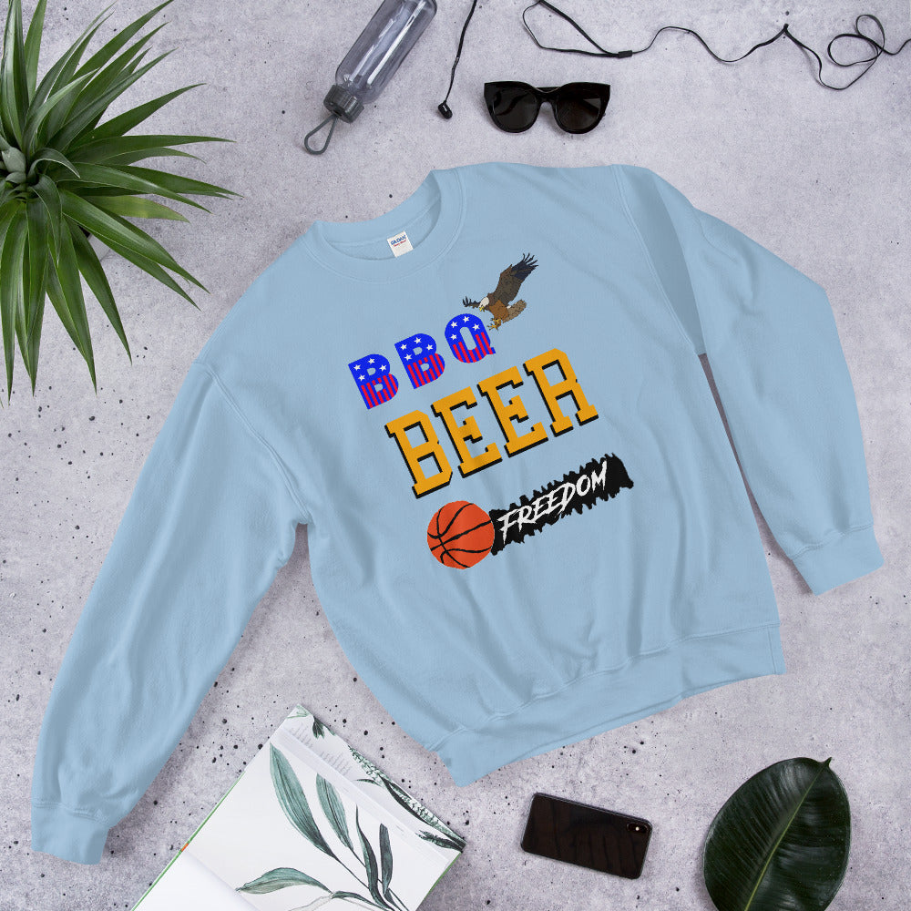 bbq beer freedom printed crewneck