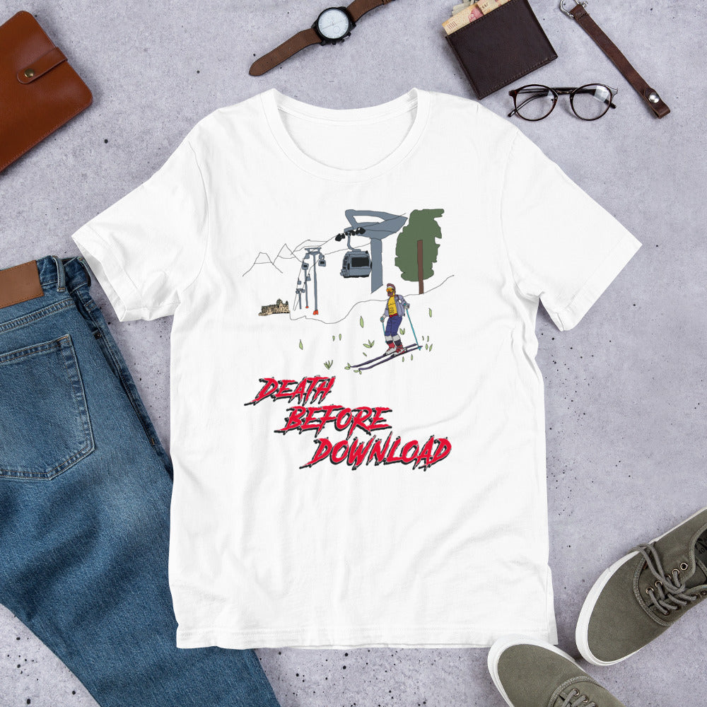 Death before download skiier colour printed t-shirt