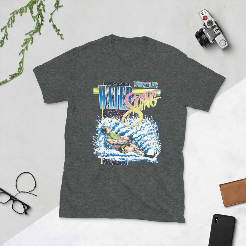 whistler water skiing cartoon printed t-shirt