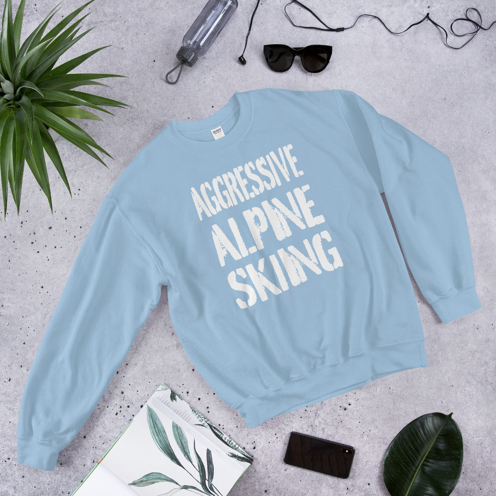 agreesive alpine skiing printed crewneck