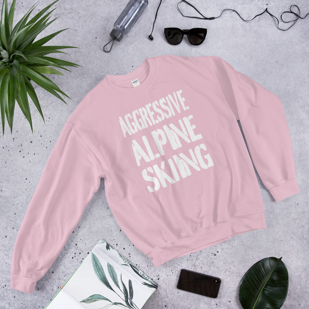 agreesive alpine skiing printed crewneck