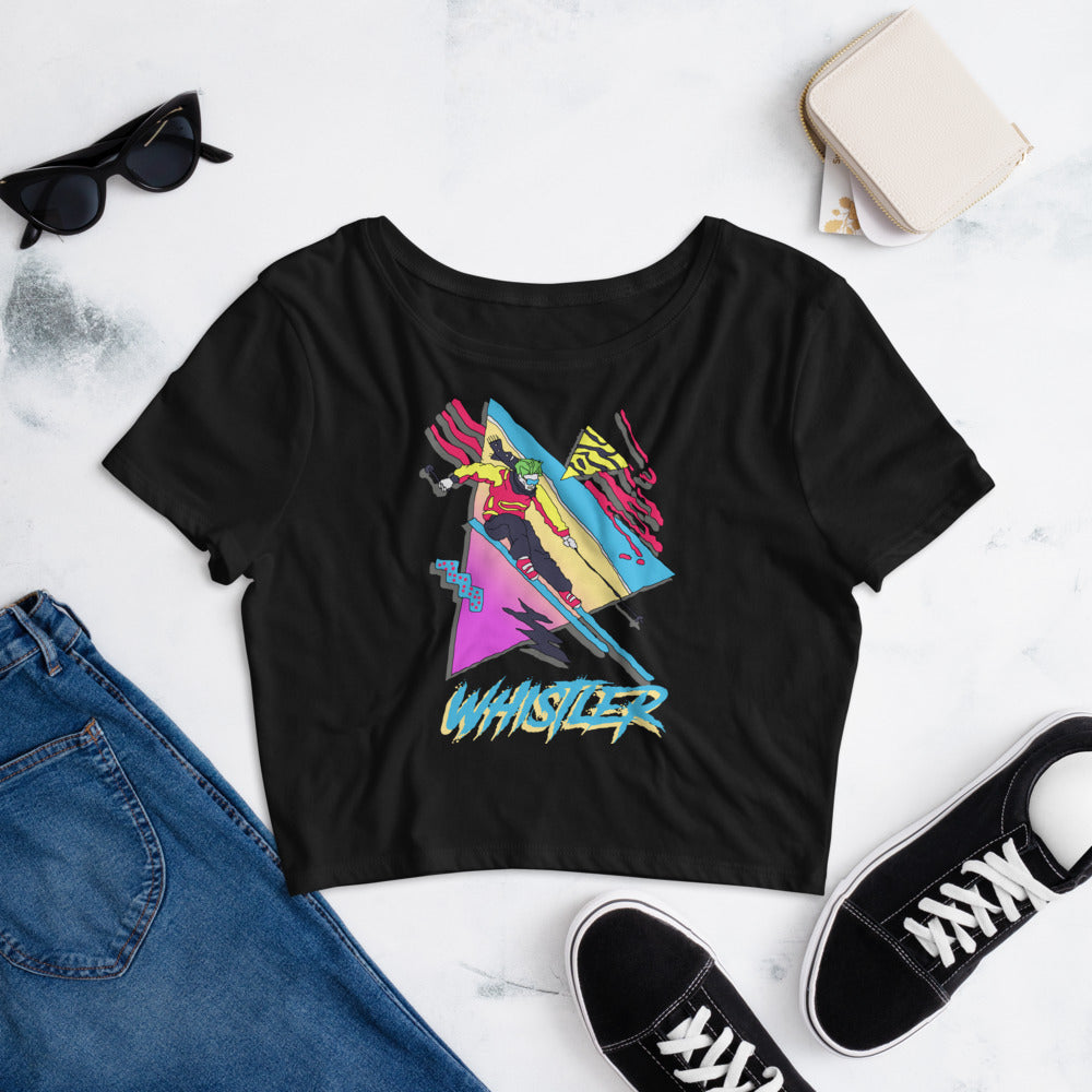 Retro whistler skiing print cropped t-shirt