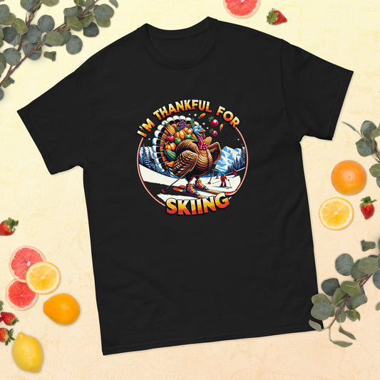 Thanksgiving turkey is thankful for skiing printed t-shirt by Whistler Shirts