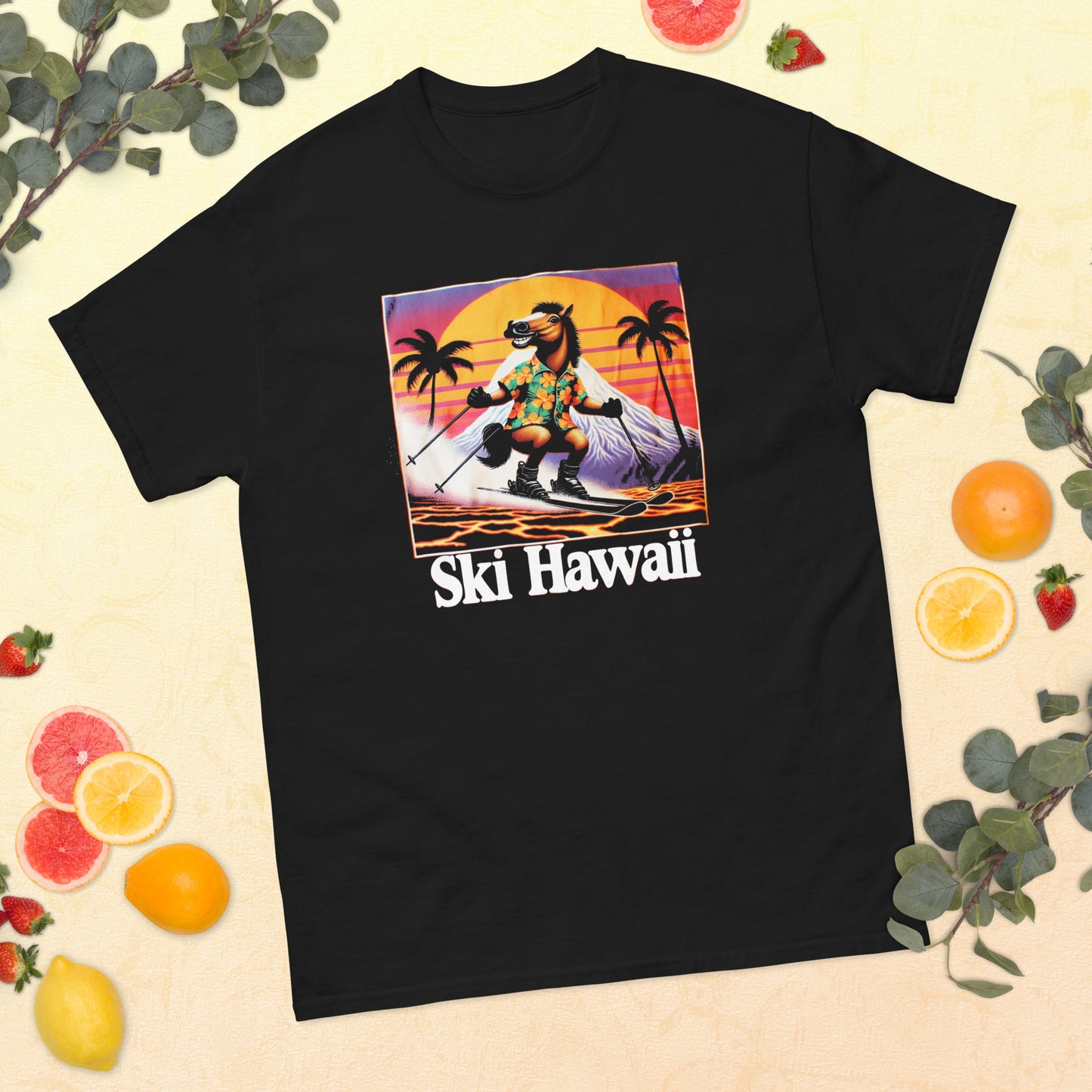 Ski Hawaii horse skiing printed t-shirt by Whistler Shirts