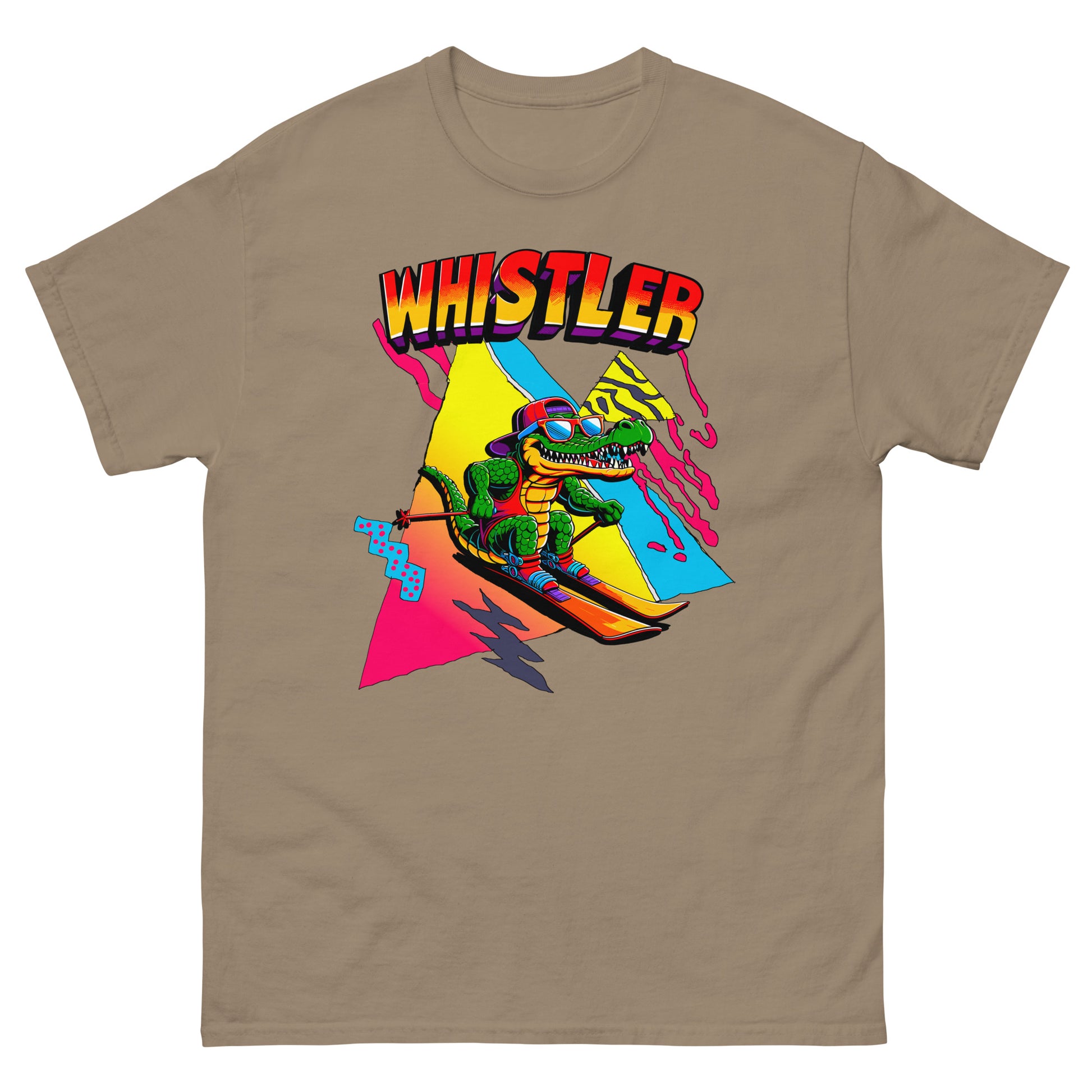Whistler Skiing Gator Retro T-shirt printed by Whistler Shirts