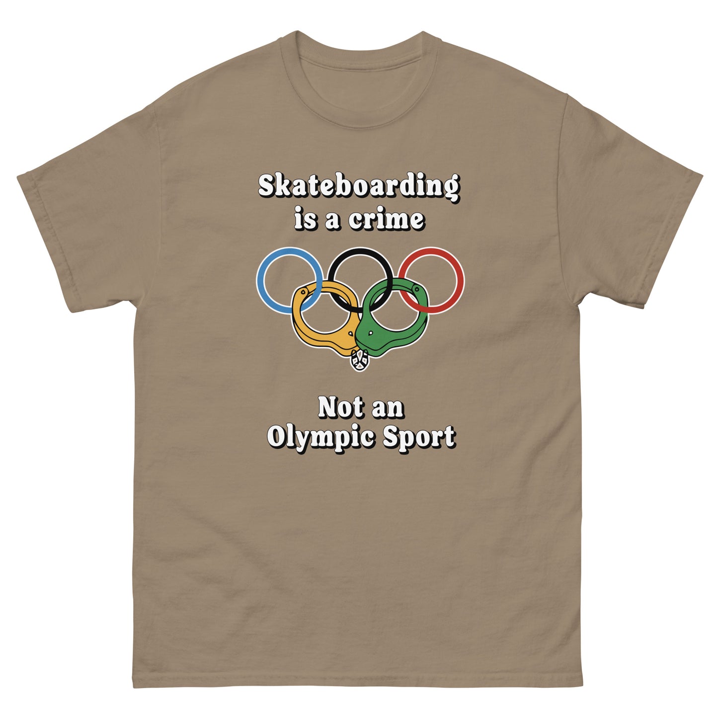 Skateboarding is a crime not an olympic sport design printed on a t-shirt by Whistler Shirts