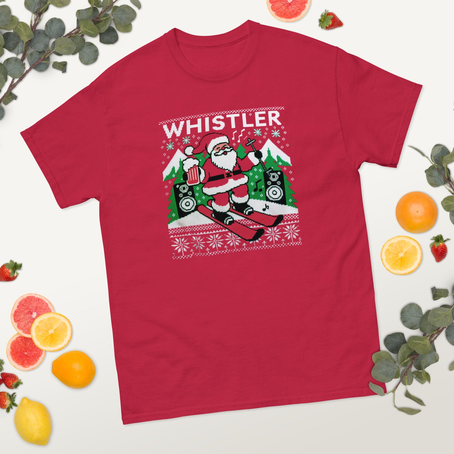 Skiing santa raving in whistler ugly christmas sweater, printed by Whistler shirts