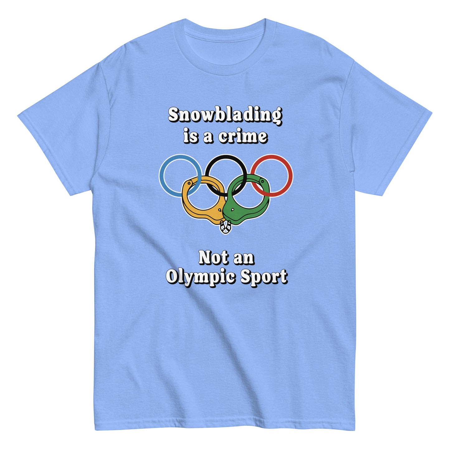 Snowblading is Crime Not an olympic sport design printed on t-shirt by Whistler Shirts