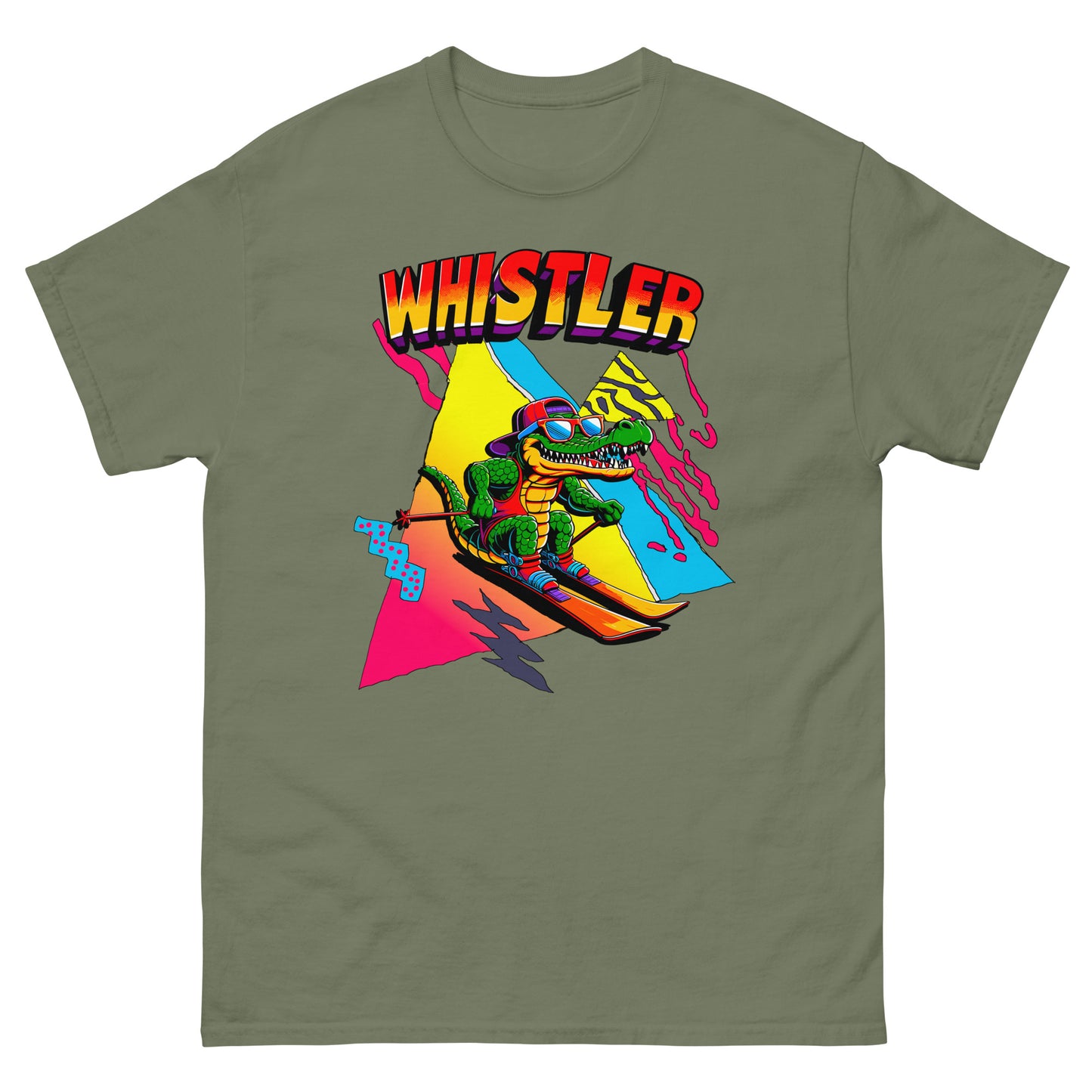 Whistler Skiing Gator Retro T-shirt printed by Whistler Shirts