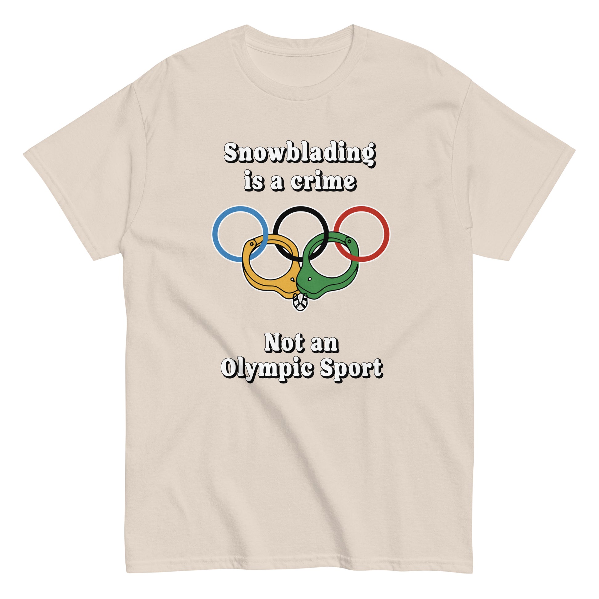 Snowblading is Crime Not an olympic sport design printed on t-shirt by Whistler Shirts