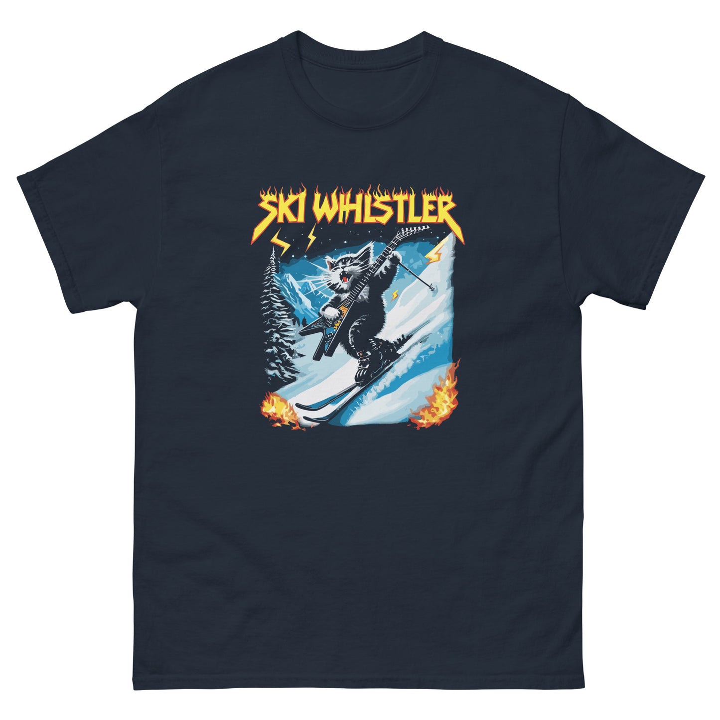 Ski Whistler Rockstar Cat T-shirt