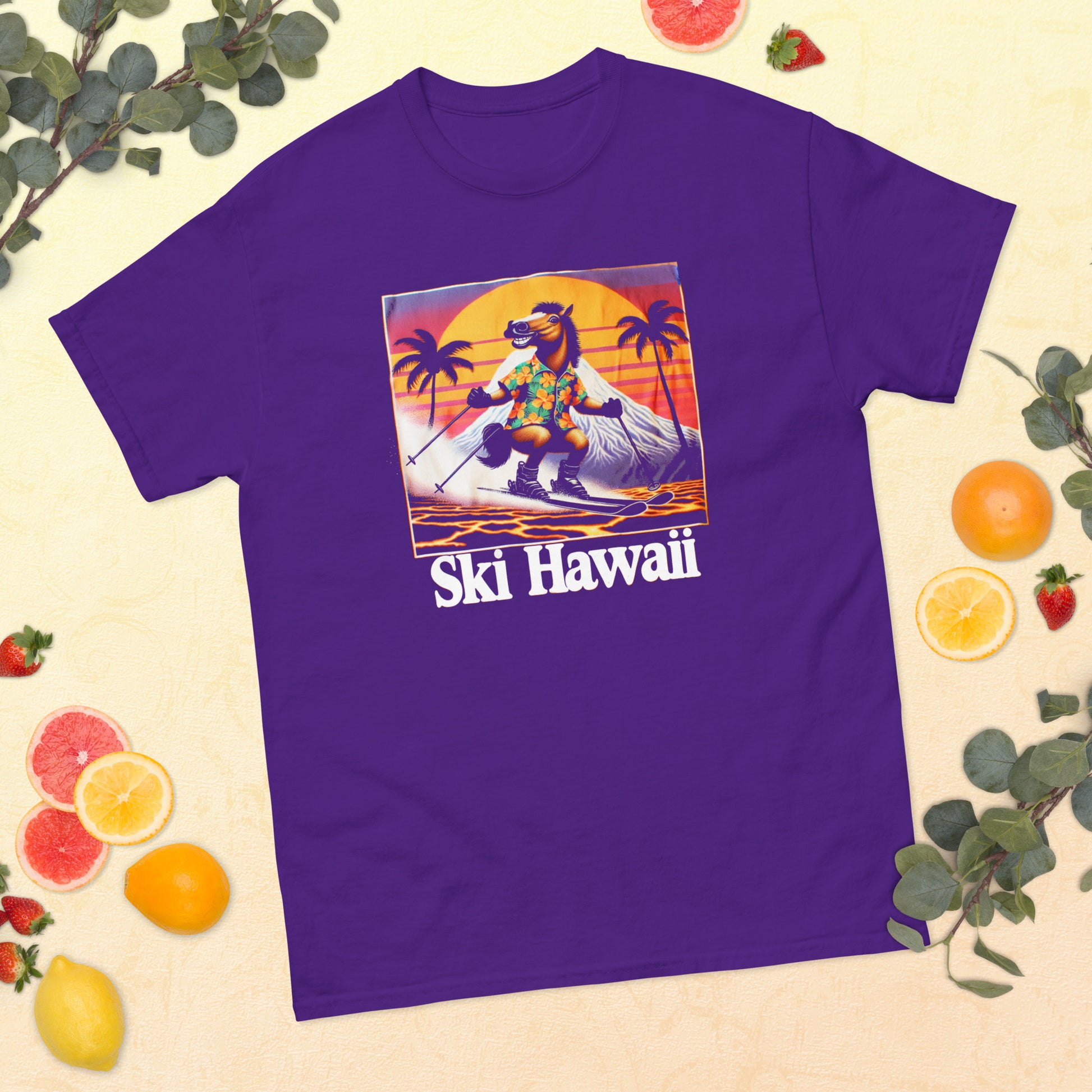 Ski Hawaii horse skiing printed t-shirt by Whistler Shirts