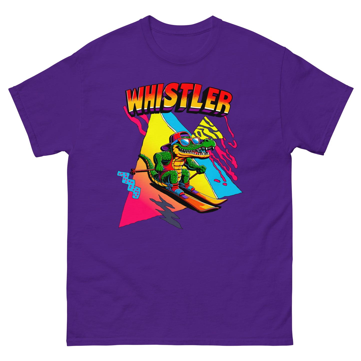 Whistler Skiing Gator Retro T-shirt printed by Whistler Shirts