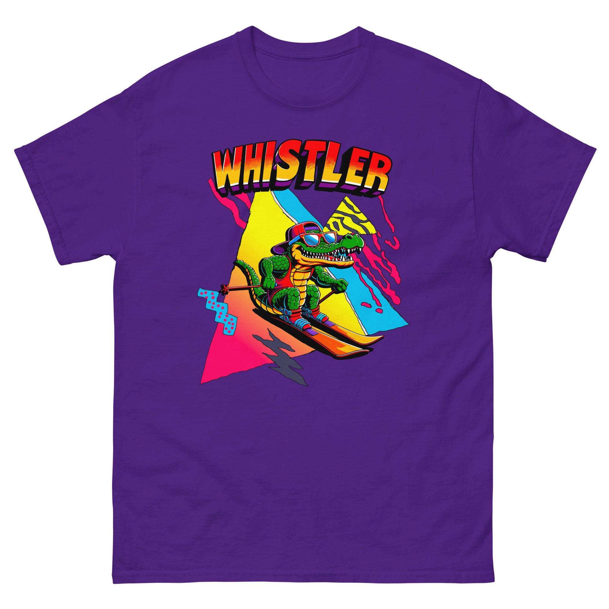 Whistler Skiing Gator Retro T-shirt printed by Whistler Shirts