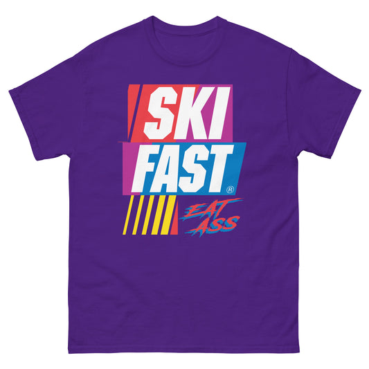 Ski fast eat ass printed on a t-shirt by Whistler Shirts