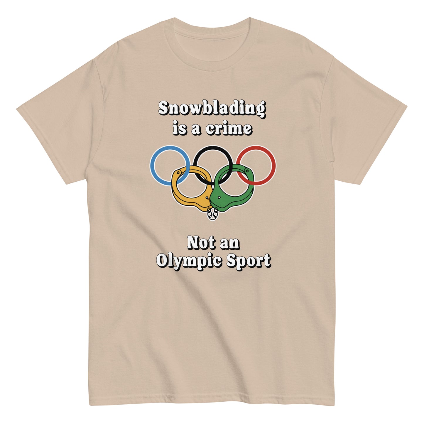 Snowblading is Crime Not an olympic sport design printed on t-shirt by Whistler Shirts