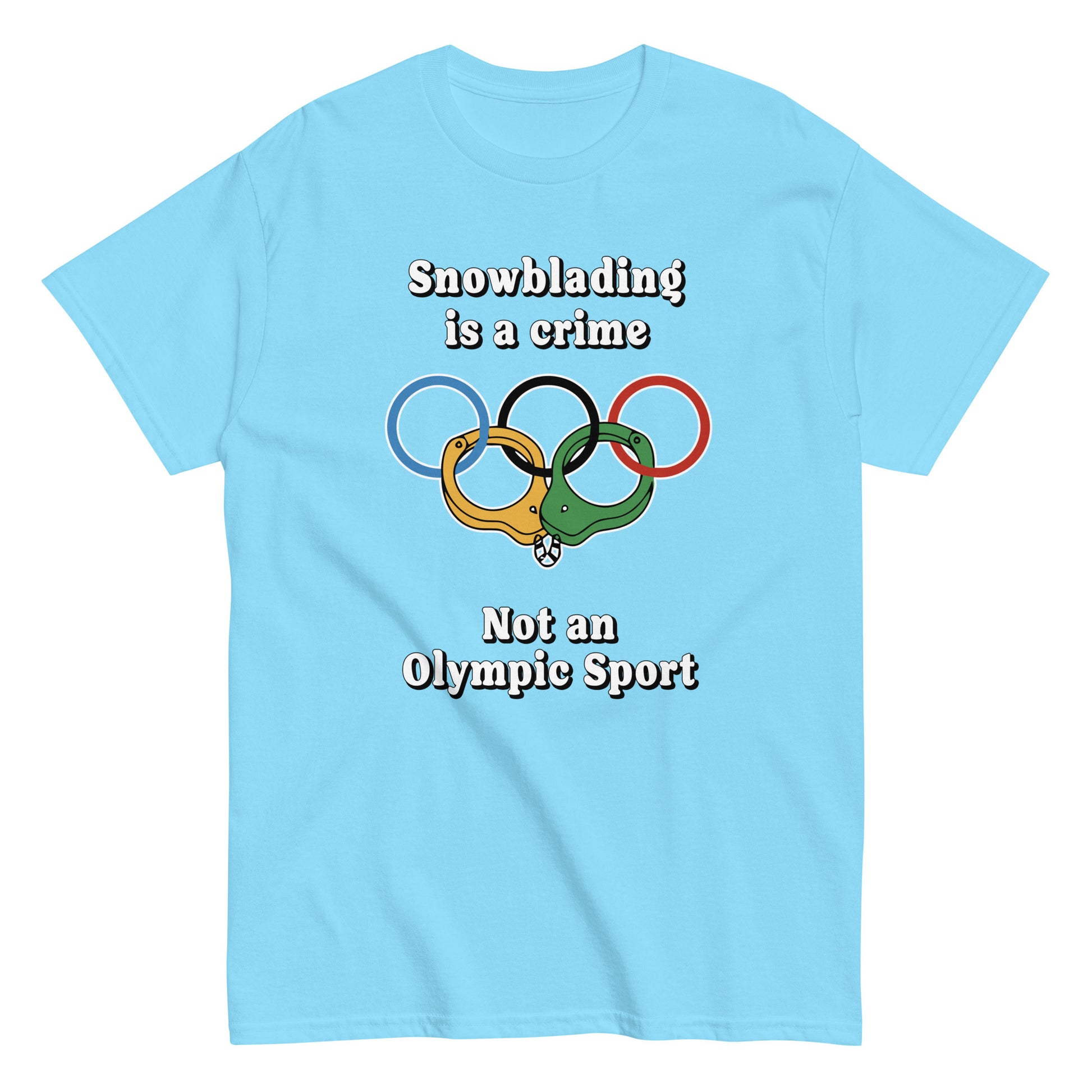 Snowblading is Crime Not an olympic sport design printed on t-shirt by Whistler Shirts