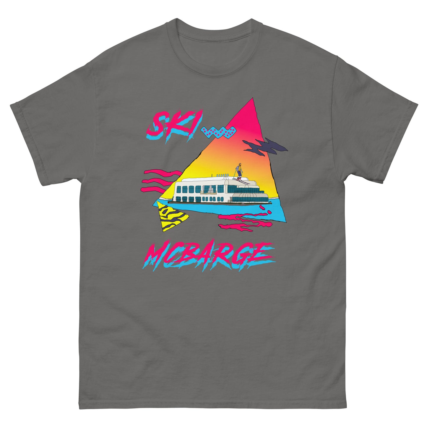 Ski Mcbarge retro design printed on a T-shirt by Whistler Shirts