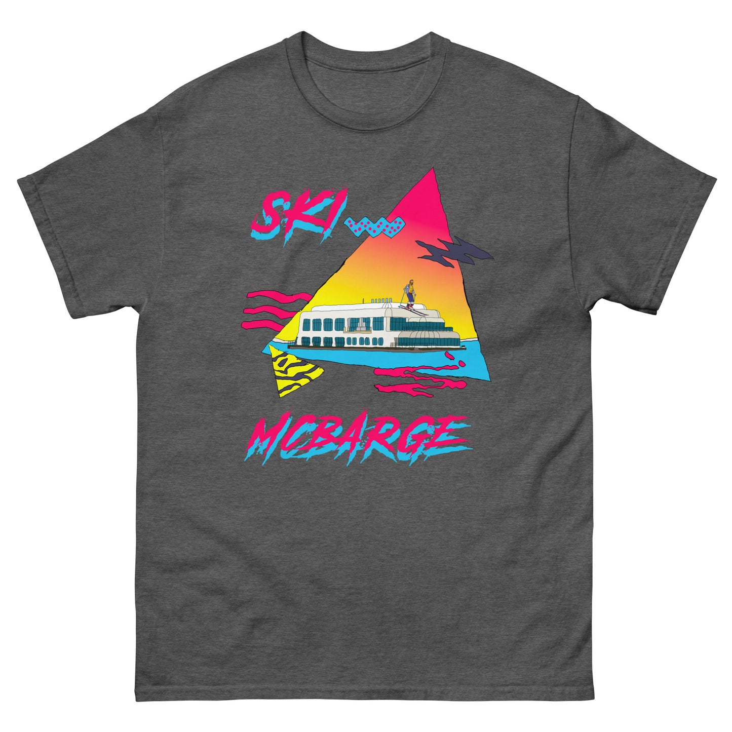 Ski Mcbarge retro design printed on a T-shirt by Whistler Shirts