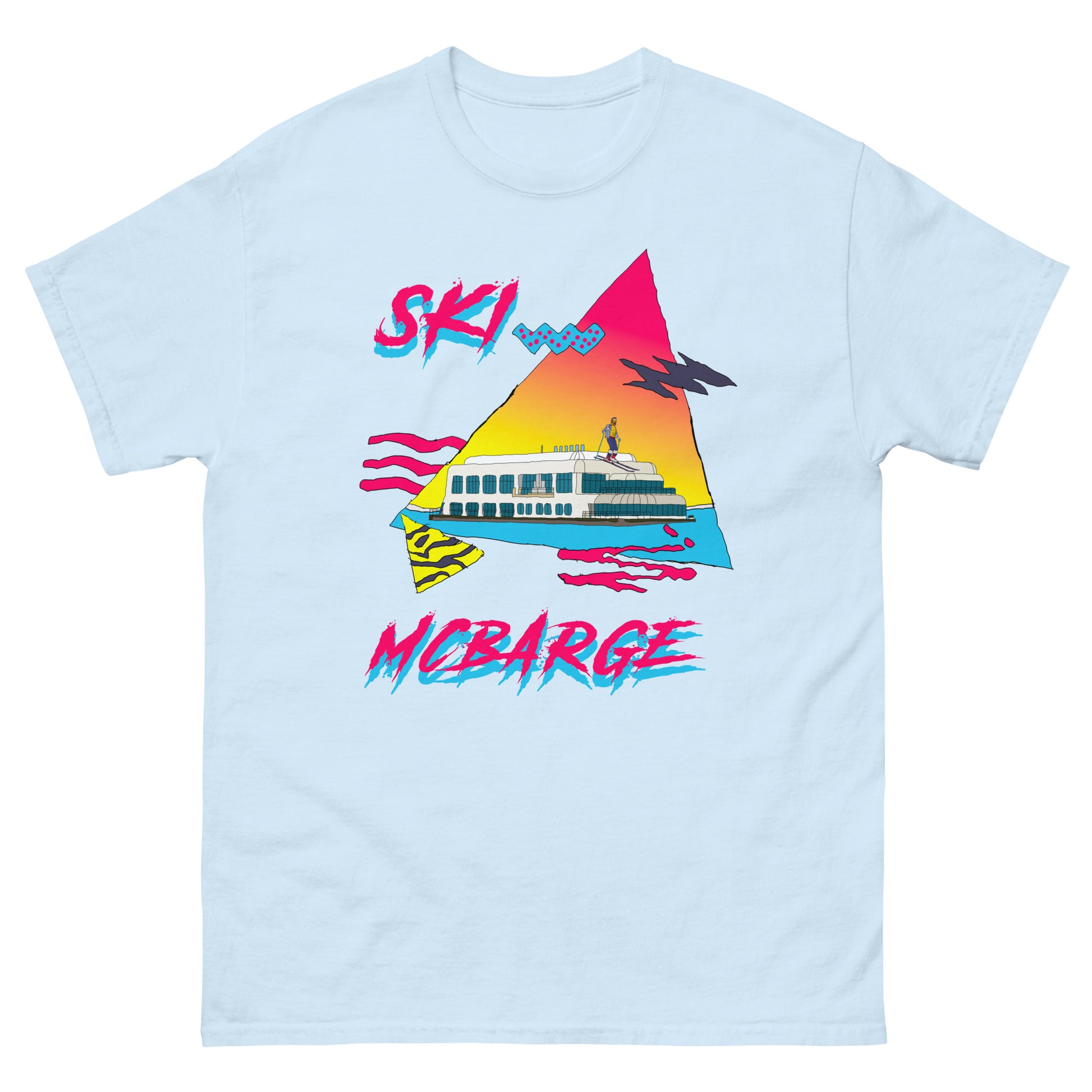 Ski Mcbarge retro design printed on a T-shirt by Whistler Shirts